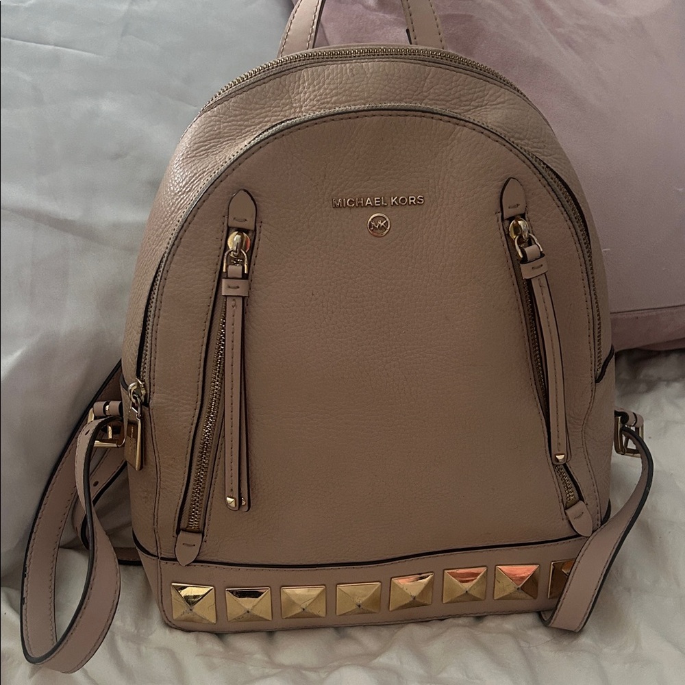 Michael Kors Blush Backpack with Gold Studs